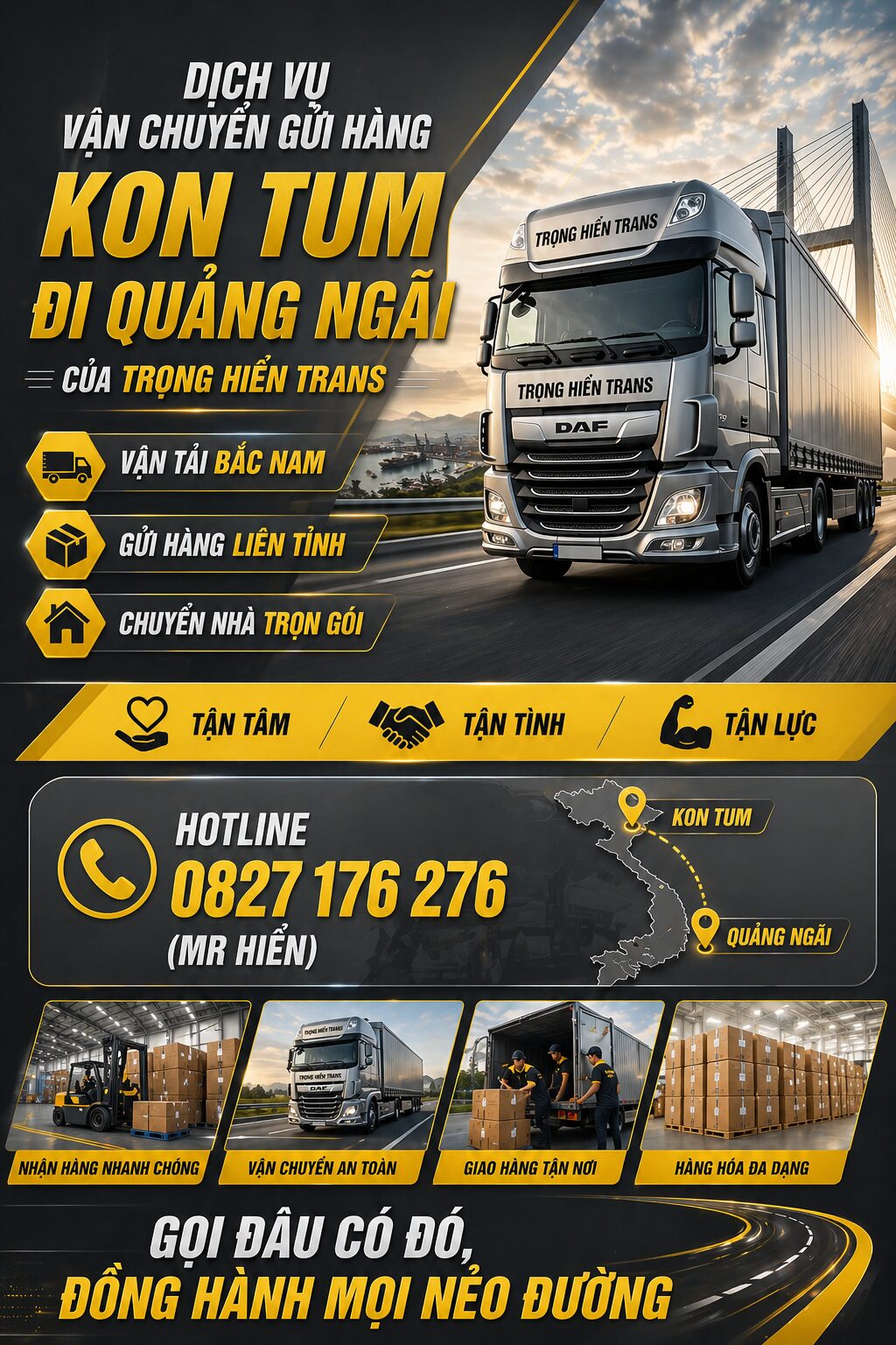 Dịch vụ vận chuyển gửi hàng Kon Tum đi Quảng Ngãi